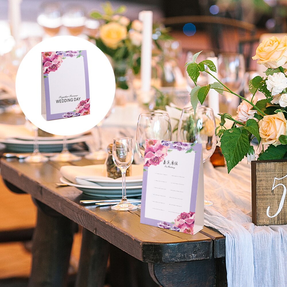 10pcs Table Cards Flower Printing Name Cards Place Cards Wedding Party: Assorted Color 3