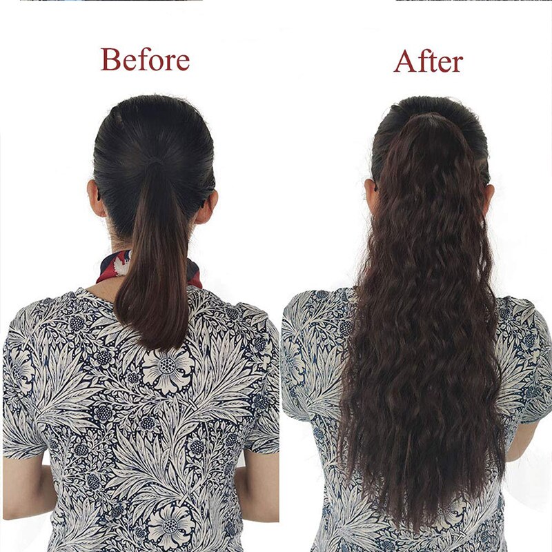 Extensiones de cola de caballo para mujer, coleta larga con ondas de maíz de 21 pulgadas, cinta sintética para atar, coleta