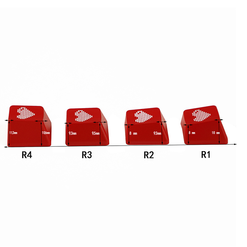 Red Pixel Heart Keycaps Set Van Esc Enter Wasd Arrow Key Caps Voor Mechanisch Toetsenbord Oem Profiel Abs Materiaal Double Shot