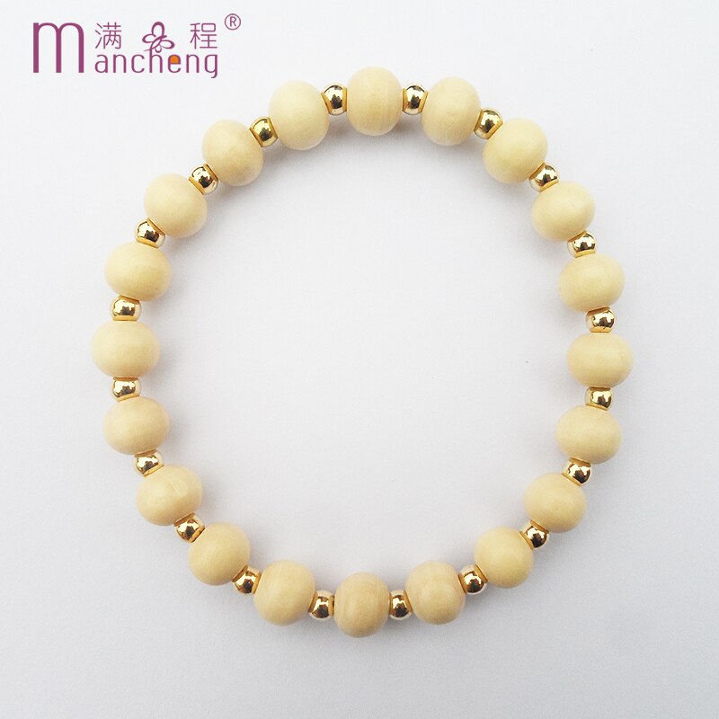 Natural Round Wooden Beads Bracelet Charm Letter ID stand " Grandmother ” Bracelets Rope chain Female Adult woman Jewelry