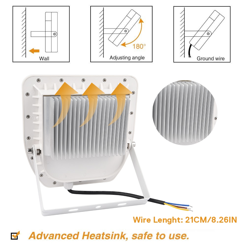 Led oversvømmelse lys 30w 50w 100w udendørs væg vask spot vandtæt  ip66 ac 85-265v bygning firkantet dekorativ projektor lampe