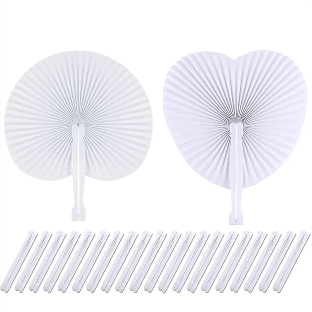 12pçs leques de papel redondos em forma de pêssego branco para crianças, presentes de aniversário, festa de casamento, lembranças, presentes de dama de honra, decoração de casa