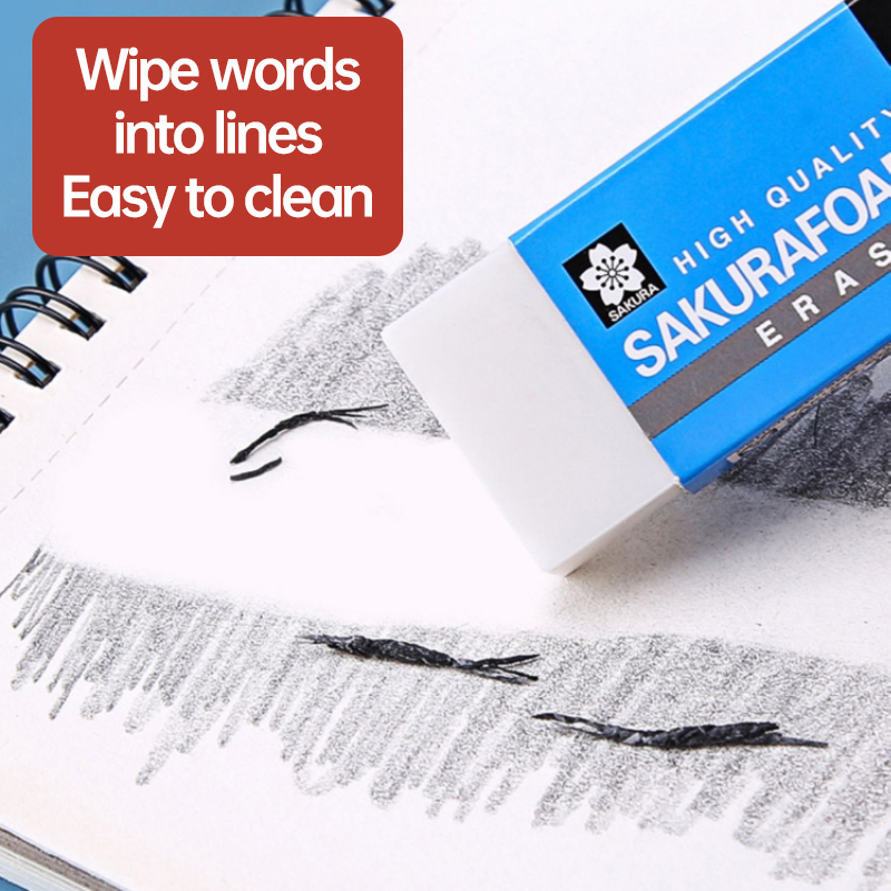 5 stk. sakura skumviskelæder, skitsetegning, kunstviskelæder, ultrarent, elevviskelæder, skoleartikler, leverandør