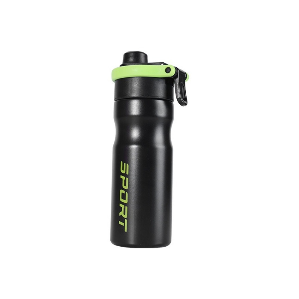 550ml Spray Insulated Water Bottle Large Capacity Leak Proof Sports Water Bottle Spray Cooling with Mist Cooling & Straw: black