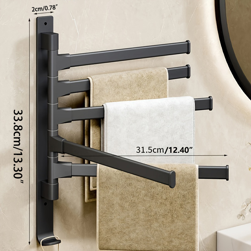 Bathroom Towel Rack Rotatable Towel Holder Space Aluminum 2/3/4/5-Bar Towel Hanger Kitchen Shelf Paper Hanging Wall Mounted: Yellow