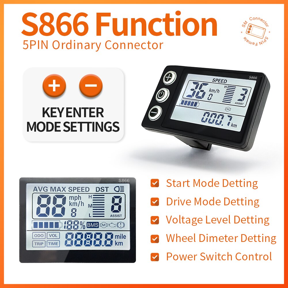 Ebike 250W 500W Controller and LCD Display 36V 48V LCD866 LCDGD01 LCDS900 Electric Bicycle Bike Display Controller