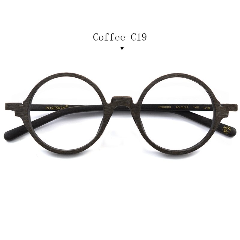 HDCRAFTER Vintage Retro Round Glasses Frames Men Wood Prescription Myopia Hyperopia Optical Eyeglasses Glasses Frame for Women: Coffee