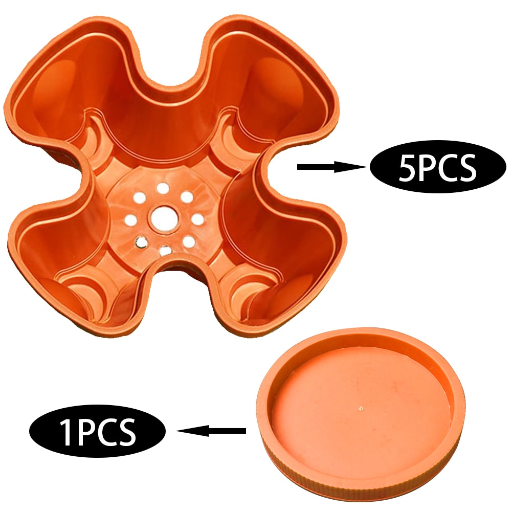5Pcs Dimensionale Drie-Bloemblaadje Bloempot Aardbei Bekken Multi-layer Bovenop Teelt Pot Groente Fruit Planten Pot