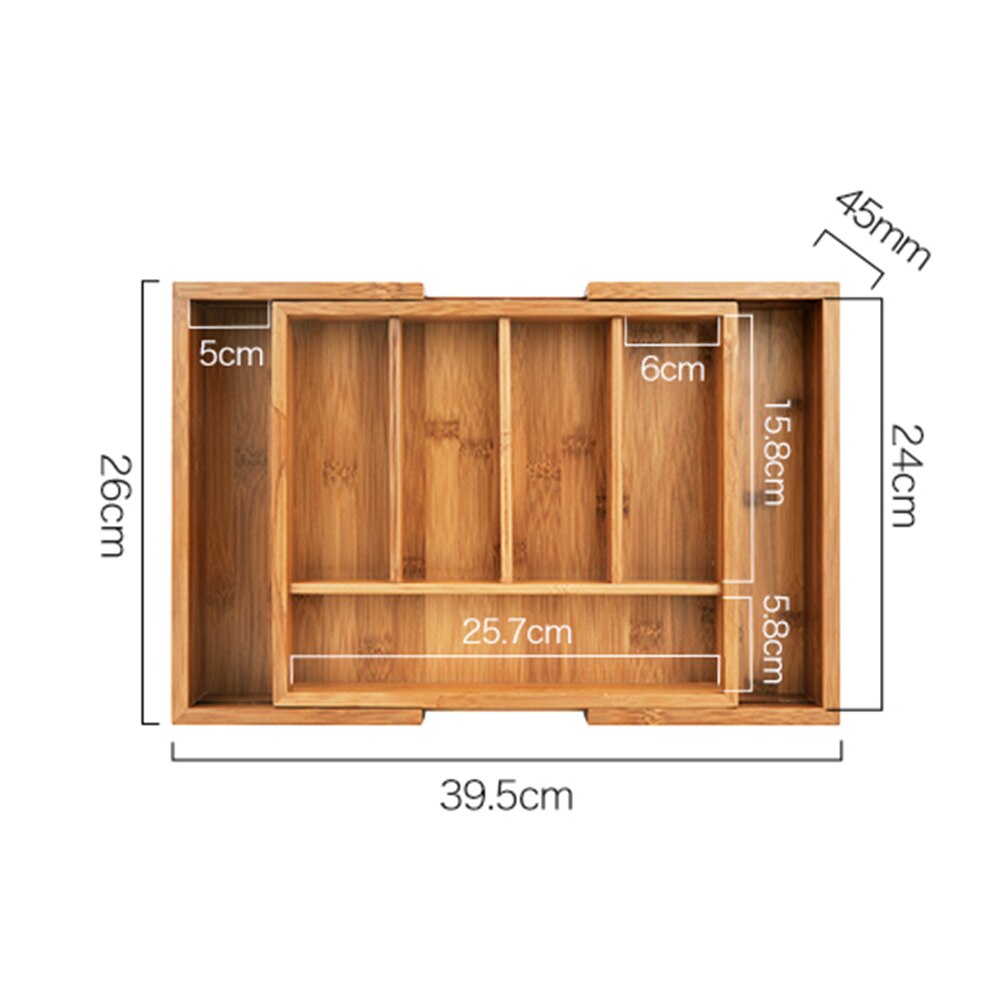 Bamboo Expandable Tray Drawer Organizer Cutlery Storage Box Retractable Cutlery Tray Kitchen Multi-Functional Drawer
