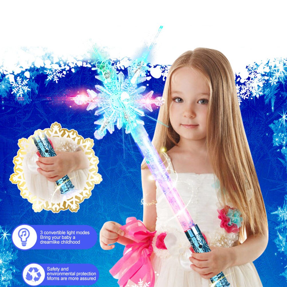 Snowflake Luminous Magical Wand Princess Cosplay Fairy Stick Glowing Magical Wand For Birthday Princess Party Kid