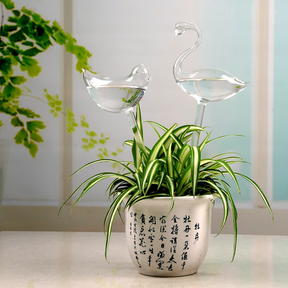 Garden Plants Flowers Water Feeder Automatic Self Watering Devices Clear Glass Water Feeder Bird Shape Watering Devices