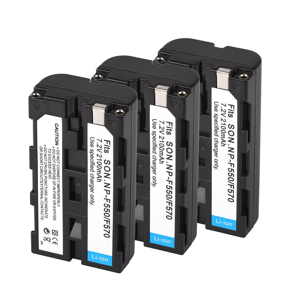 Coolshow Rechargeable Batterie pour Sony NP F330 F530 F570 F730 F750 F770 F970 QM91D CCD-RV100 TRU47E 2100mah Batteries de Caméra: 3 Battyer