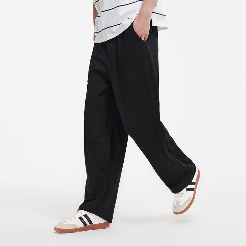 Semir pantalones casuales hombres sueltos pierna recta pantalones de punto verano sensación fresca 2025 nuevos pantalones largos cintura elástica versátil