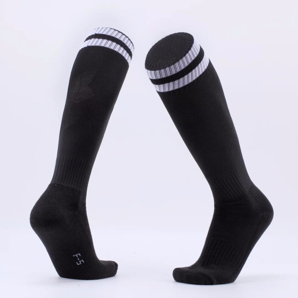 Kinder Erwachsene Fußball Socken Jungen Fußball kinder Oben Knie Plain Socken Lange Fußball Strümpfe Männer Über Knie Hohe Socken baseball: black / adult size