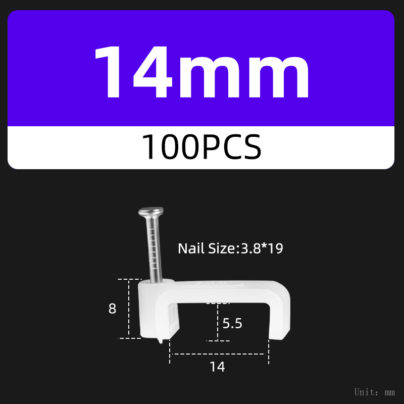 100Pcs Vierkante Draad Kabel Clip Houder Nail Telefoon Netwerk Muur Vaste Lijn Management Plastic Kaart 4/5/6/7/8/10/12/14Mm: Rood