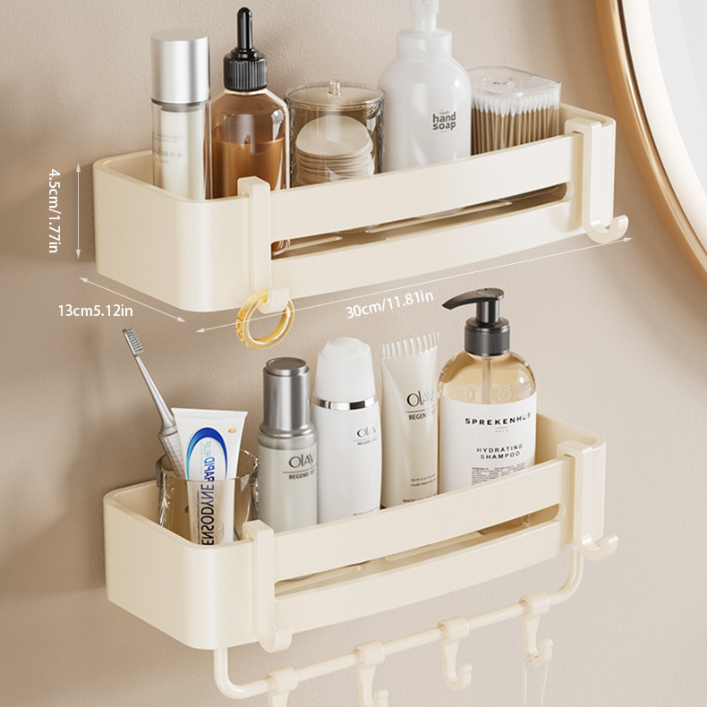 Wandgemonteerd shampoorek, doucheplank, organizer, opbergrek, 1/2/3-- laags shampoorek voor de badkamer.