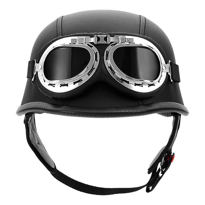 DOT Motor Motorcycle German Half Face Helmet For Chopper Cruiser Scooter Biker Matte Black