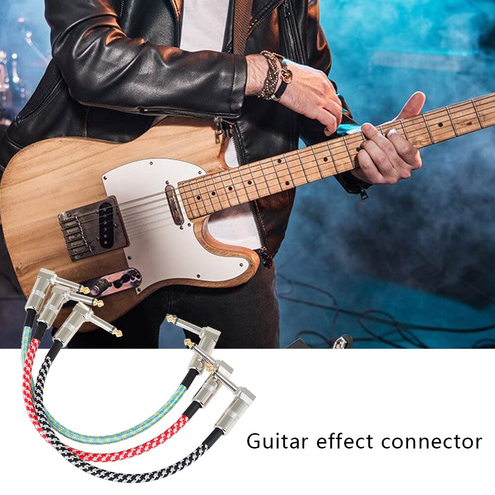 6.5mm Guitar Patch Cables Right Angle 33CM 1/4 Instrument Cables for Guitar Effect Pedals Three Color 3PC Insturment Guitar Bass