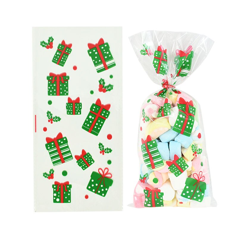 50Stck Weihnachten Tasche transparent Kunststoff Taschen Für Weihnachten Heimat Süßigkeiten Kekse Einkaufen Kekse Verpackung Taschen: B02