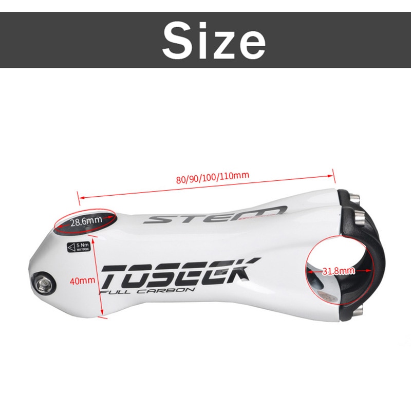 TOSEEK – tige de vélo en Fiber de carbone à 10 degrés, guidon/fourche de vélo de route, diamètre 31.8/28.6mm, 3 couleurs