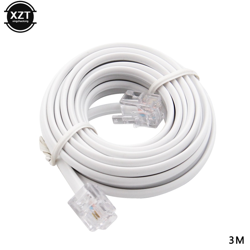 Cable de extensión Modular para teléfono, 15M/12M/9M/6M/3M, RJ11 macho 6P2C