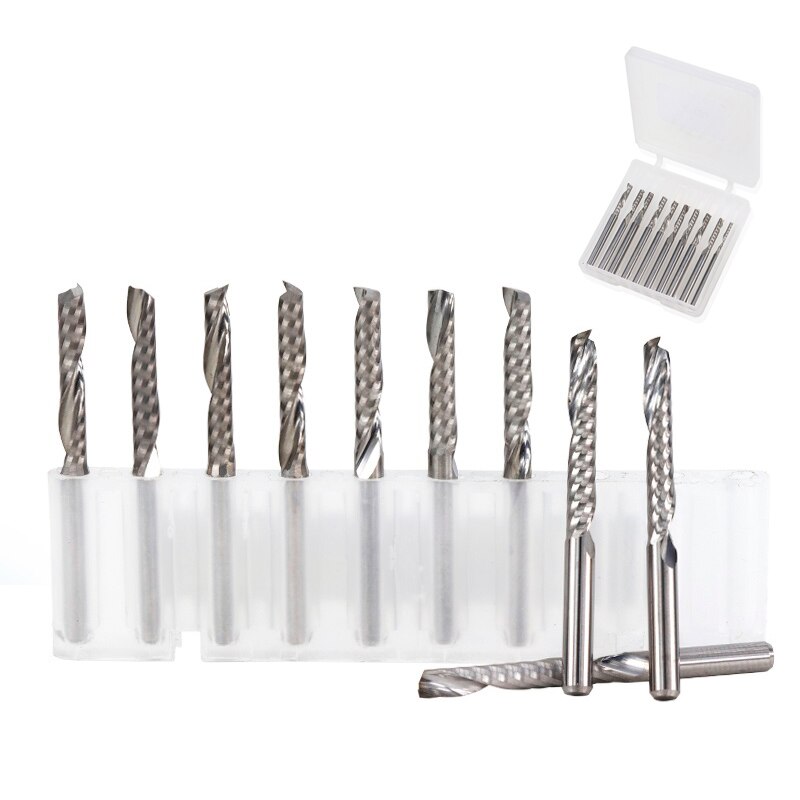 Fraise à cannelure unique CNC fraise en spirale fraise 3D 10 pièces fraise en carbure de tungstène 3.175mm fraise à queue
