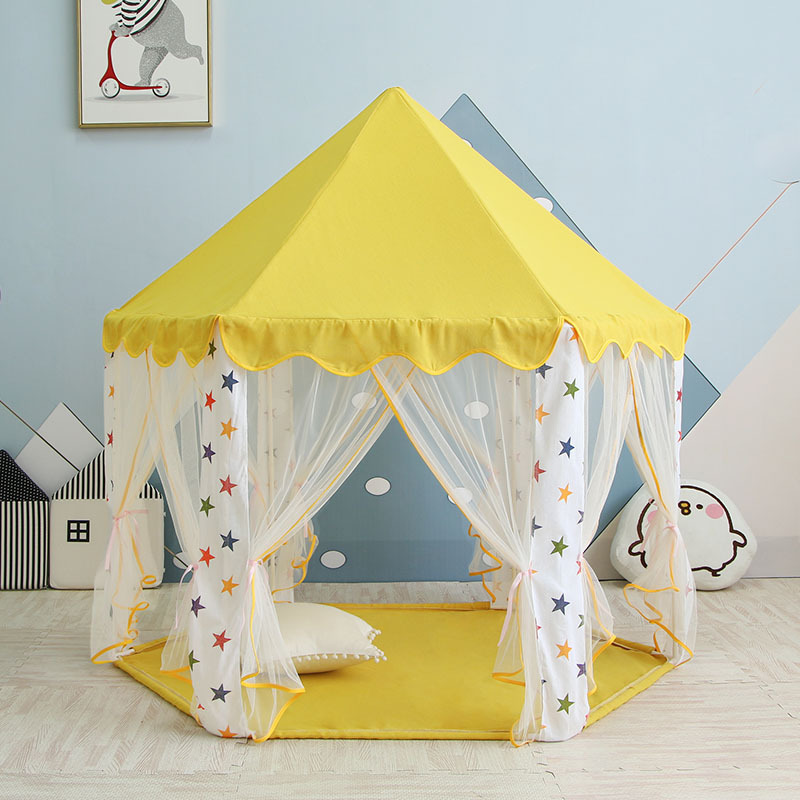 Baby Speelgoed Tent Draagbare Vouwen Prins Prinses Tent Kasteel Speelhuis Kid Outdoor Geel Tent Meisjes