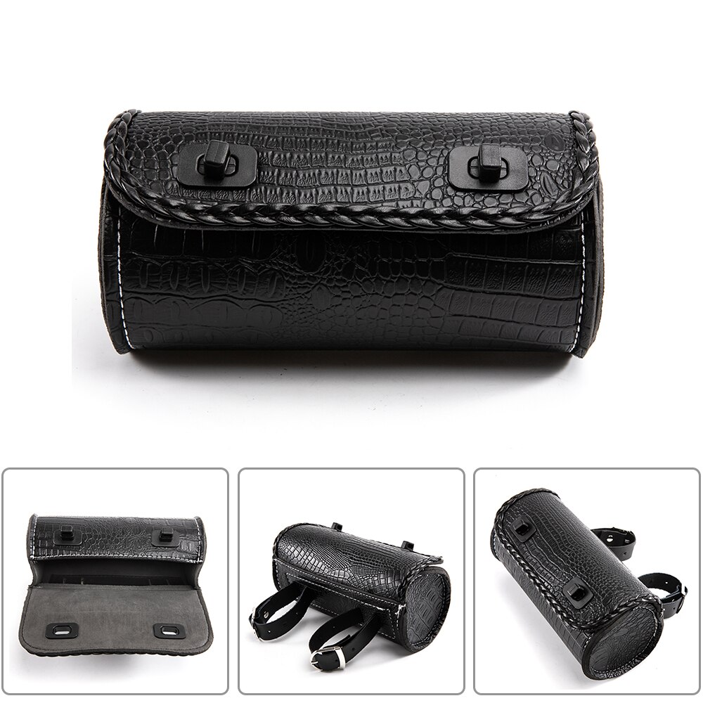 Sacoches universelles en cuir PU pour moto, sacoches de selle pour guidon, sac de rangement pour barre Sissy, pour Honda, Kawasaki, Suzuki et Yamaha