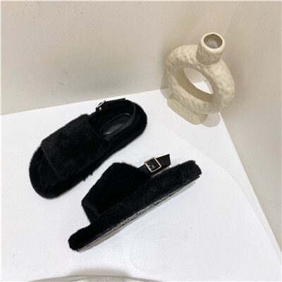 Otoño Invierno Corea Back-strap plataforma plana Sandalias cómodas de las mujeres Socofy zapatos de las señoras lindas sandalias gruesas: Black / 5