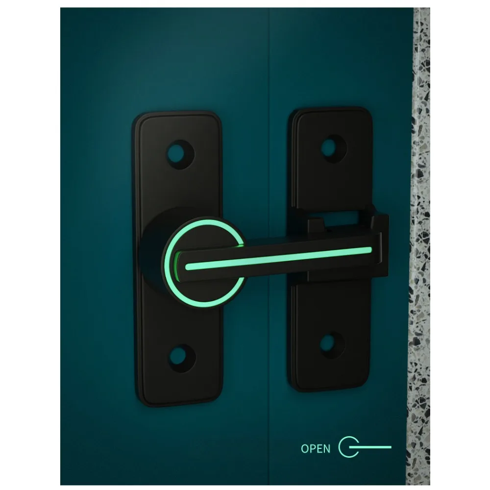 Luminous Door Lock Zinc Alloy 90 ° Rocker Arm Hook Lock Sliding Door Latch Heavy Duty Barn Gate Bolt for Cabinet Door Window