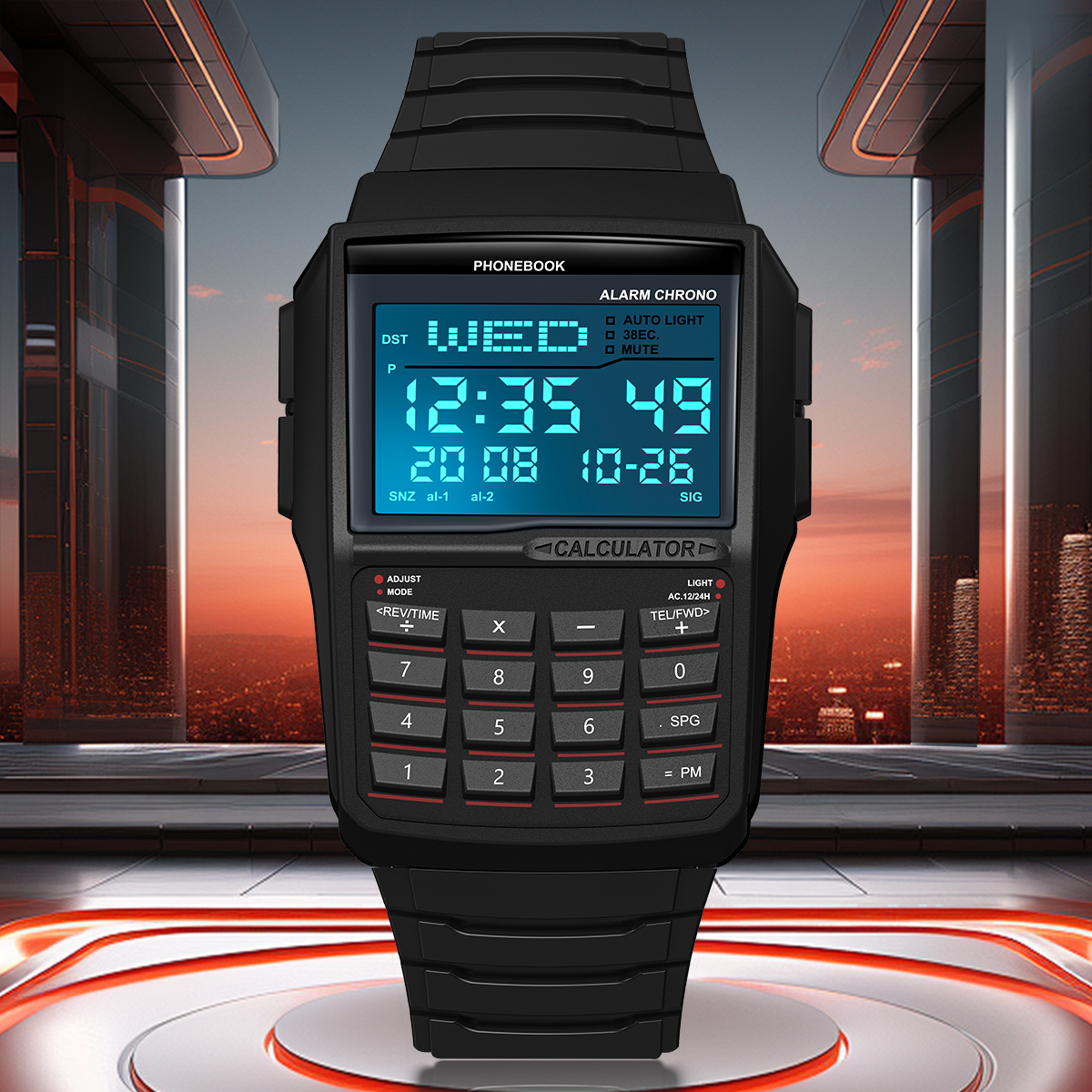 Multifunction Calculator Watch LED Electronic Watch Digital Sports Waterproof Computer Style Men's Top Luxury