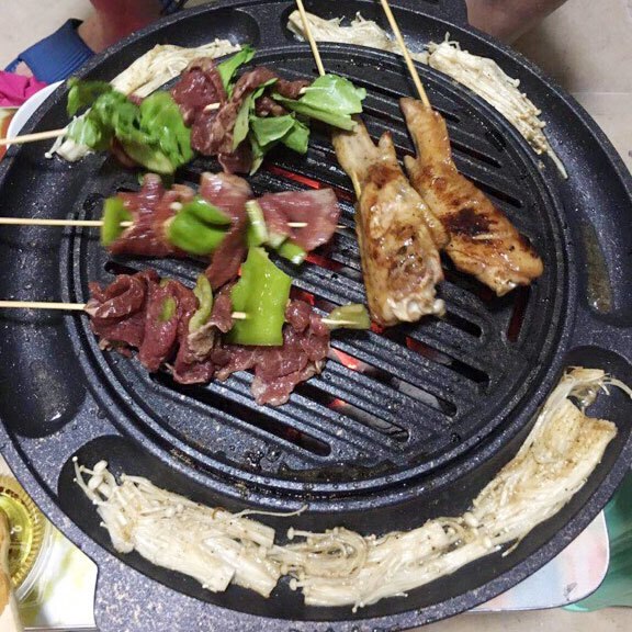 Korean barbecue BBQ grilled chicken cake pan core replacement carbon fire grill meat griddle plate thickening bakeware 26.5cm