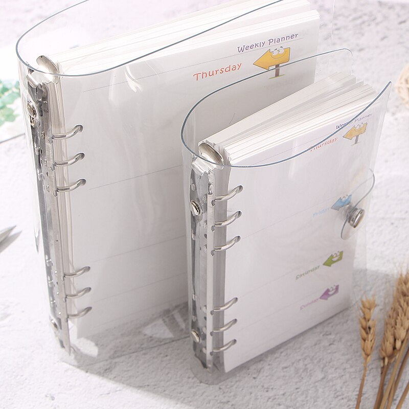 A5 A6 Loose-leaf Notebook Case Cover Transparent Shiny Replaces Notebook 6 Holes Inner Pages Paper Shell