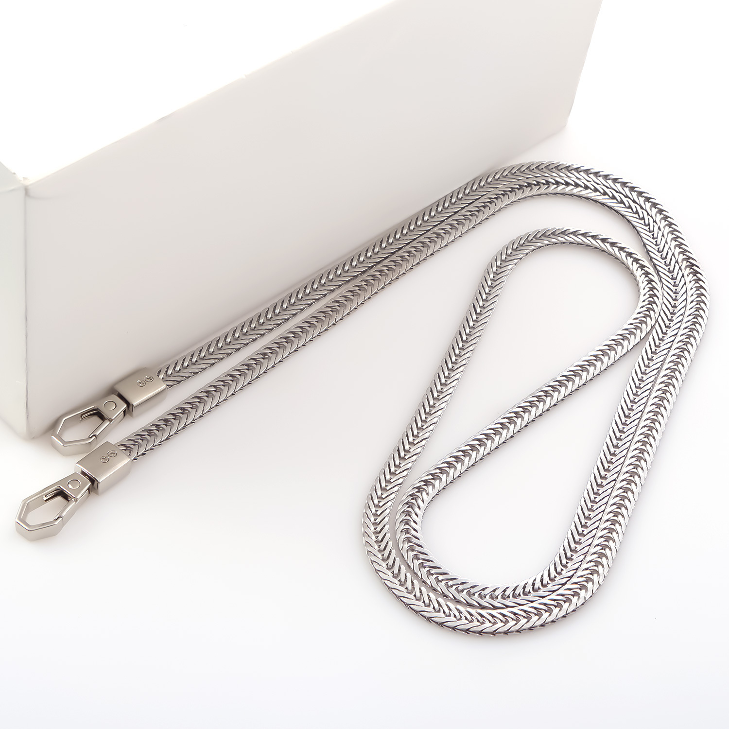 Chaînes de sac serpent, sangle de chaîne de remplacement de 7mm de large, chaînes en métal pour portefeuille, fourre-tout, sac à bandoulière: 1/2" / Argent