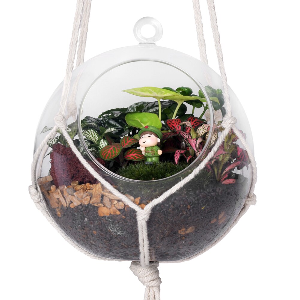 100%  katoenen geknoopte macramé plantenhangers, handgemaakte gevlochten touw bloempottenhouder, macramé hijstouw hangmand