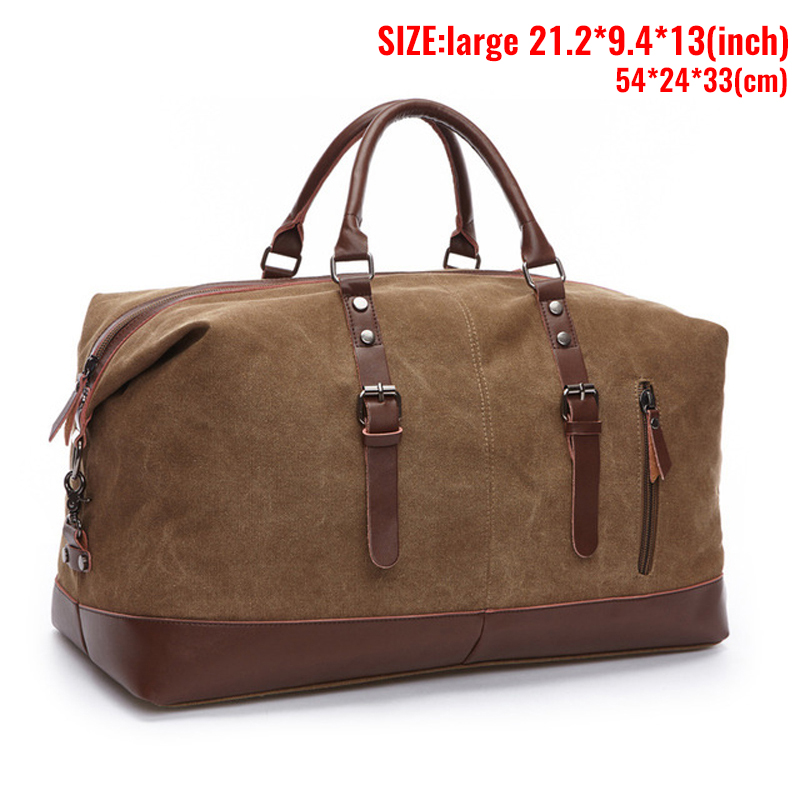 Markroyal Canvas Lederen Mannen Reistassen Handbagage Tassen Mannen Plunjezakken Handtas Reizen Tote Grote Weekend Bag Overnight: Coffee large