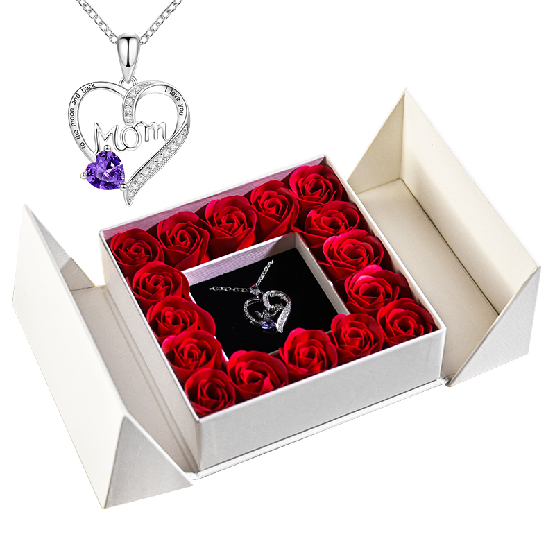 Cadeaus voor vrouwen Sieraden Hanger Ketting/w Zeep Eeuwige Roos Geschenkdoos Moederdag Ketting Sieraden Huwelijksverjaardag
