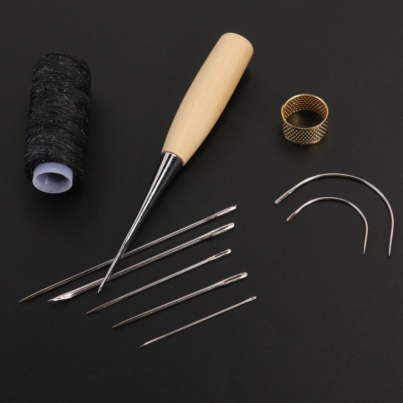 Stainless Steel Leather Sewing Needles Stitching Needle Set Thread Thimbles Hand Sewing Repairing Tools For DIY Handmade