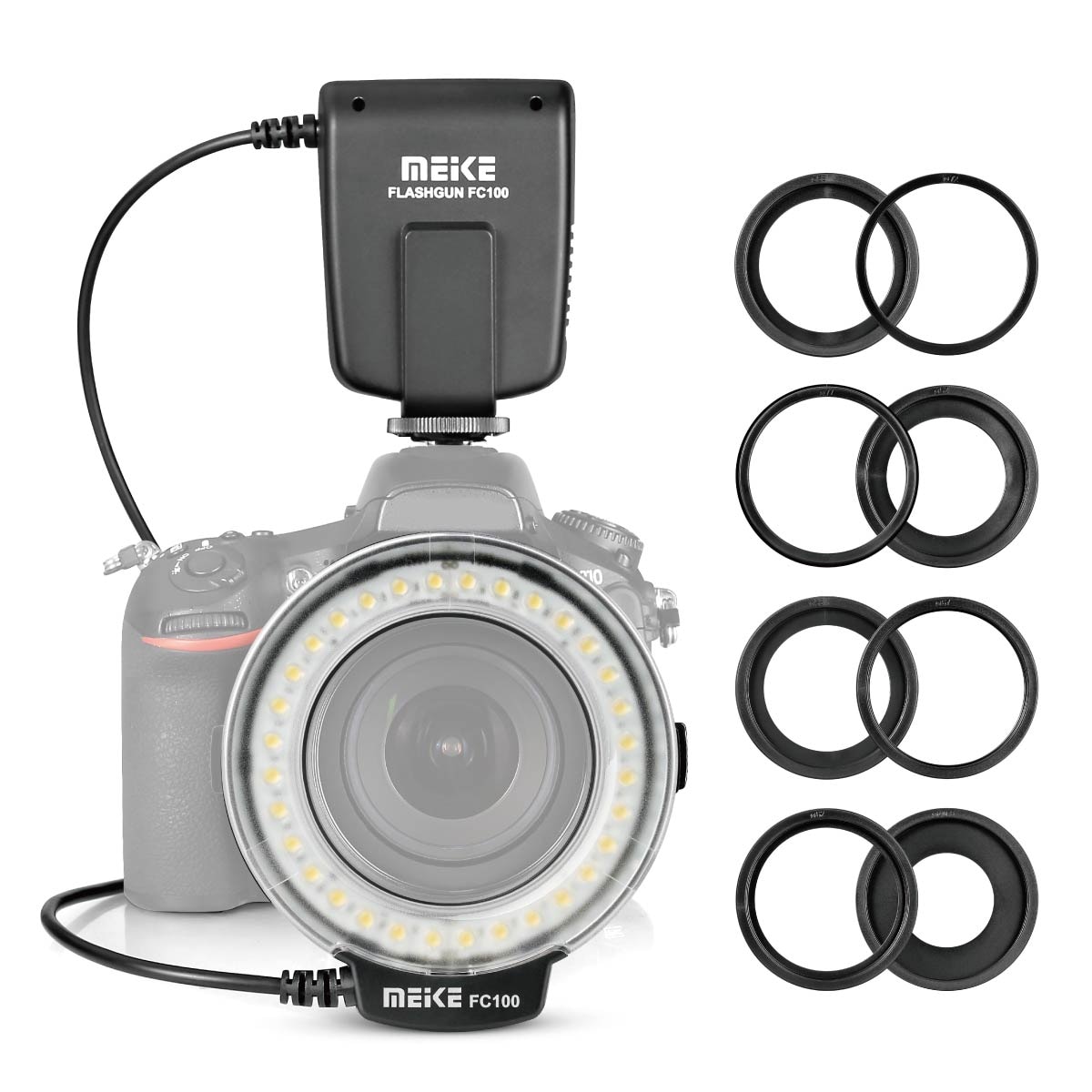 MEIKE FC100 Macro Ring Flash LED for Canon 5D3 EOS R5 R6 Nikon Z6 Z7 D850 Pentax Olympus DSLR Camera