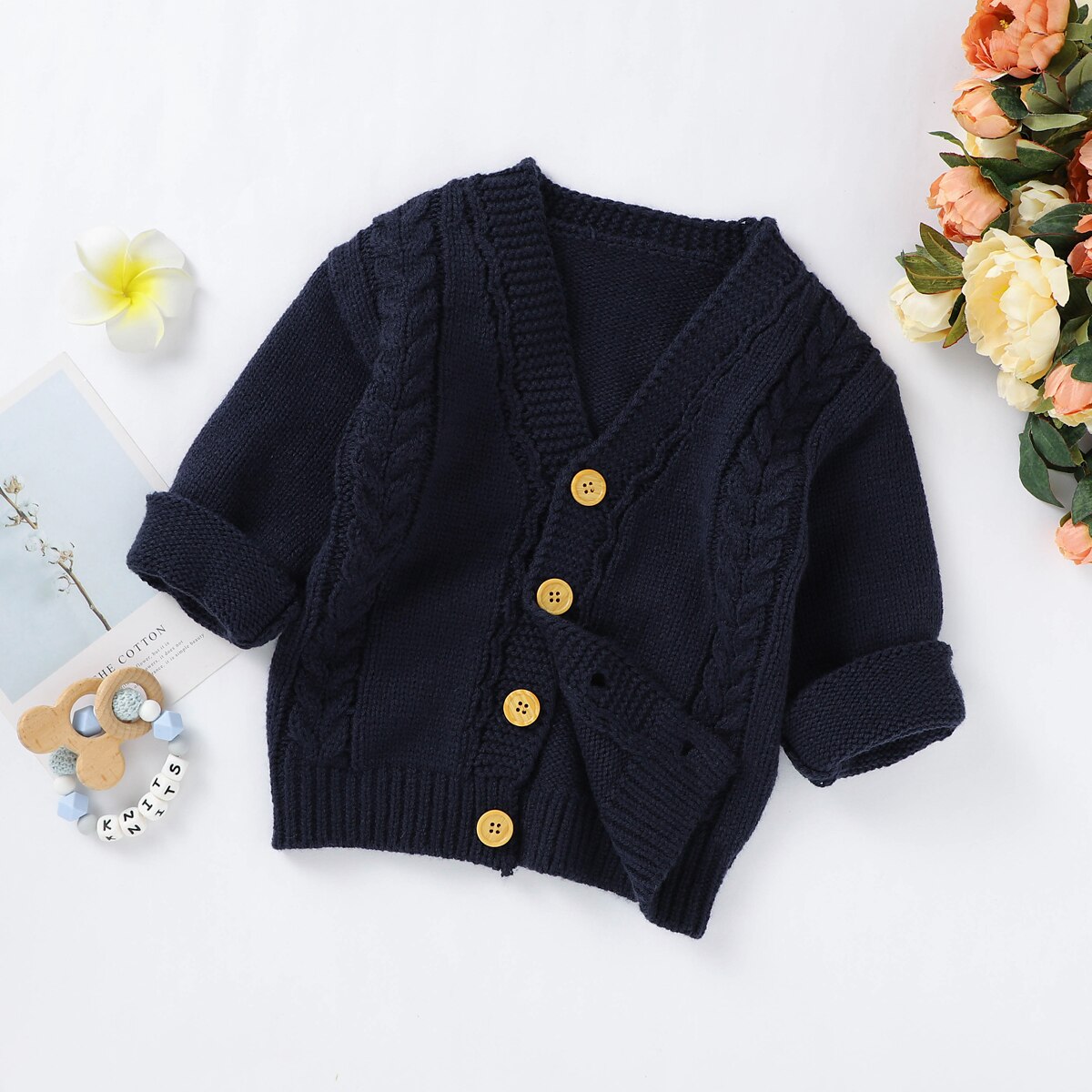 Pudcoco Kleinkind Baby Mädchen Jungen Kabel betroffen Strickjacke Nette Lange Ärmel Taste hoch Solide zur Seite fahren Winter Warme Mantel: 24M