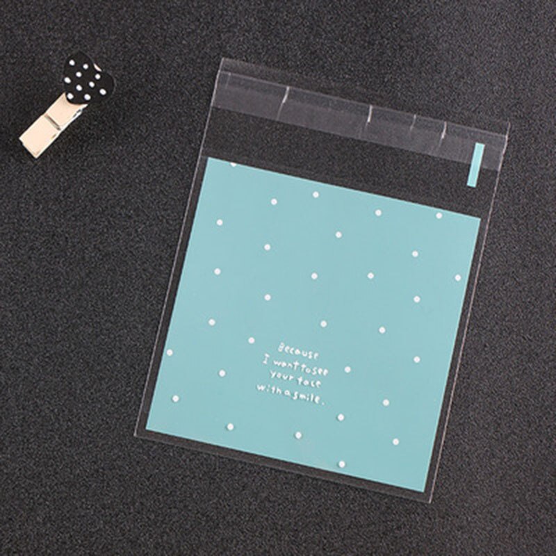 100pcs Plastic Cookie Bag Transparent Cellophane Polka Dot Candy Self Adhesive Wedding Birthday Party Cookie Bag