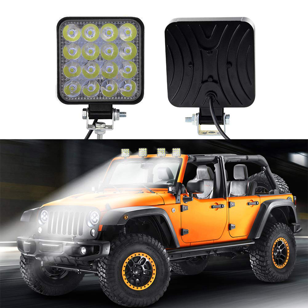 2 STUKS 4X4 48W 6400Lm LED Verlichting Bar Off-road Bulb Lamp Licht Mist Verlichting exterieur Voor Cabine Boot SUV Truck Flood Beam Light
