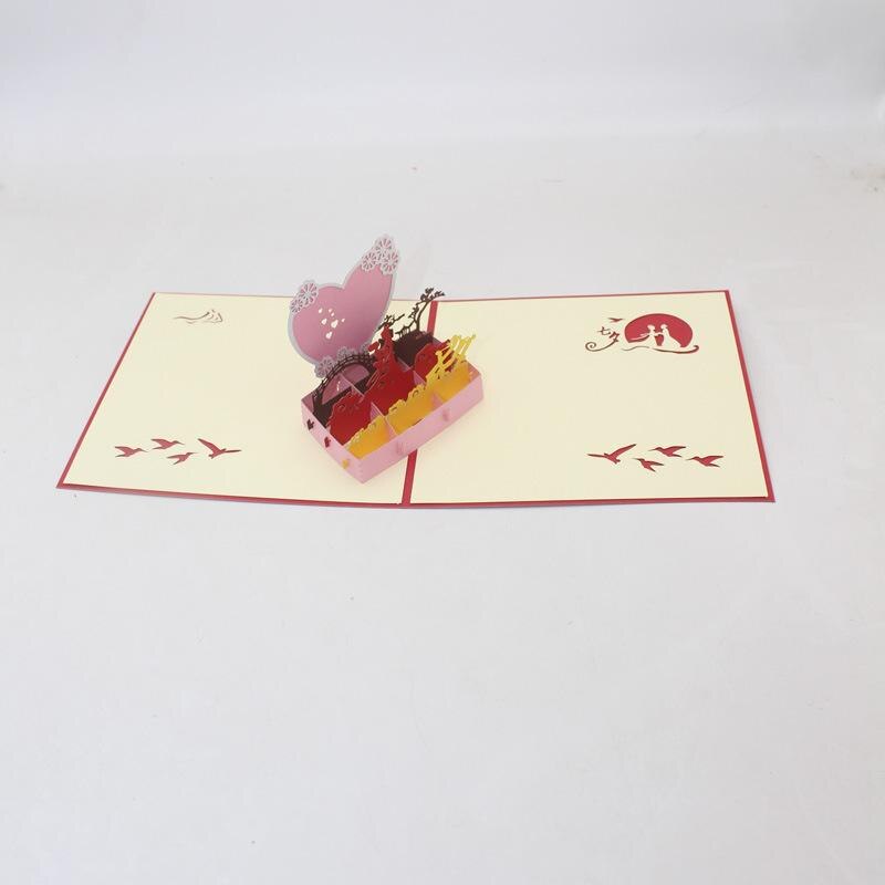 Valentines Day romantic handmade paper-cut three-dimensional greeting cards blessings cards to send boyfriend