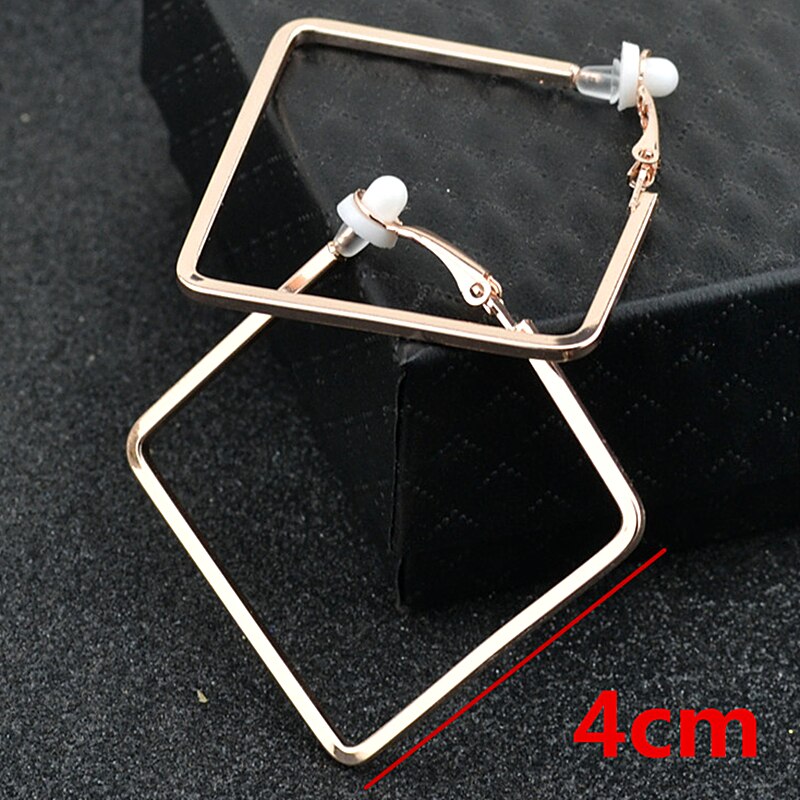 Clip On The Ear Without Piercing Earrings for Women Jewelry Fine Accessories Non Pierced Girl Students Ladies Earrings: rose gold clip 4cm