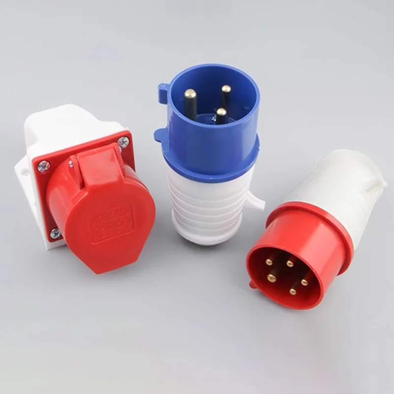 16A/32A Industrial plug and socket waterproof connector 3PIN 4PIN 5PIN IP44 waterproof electrical connection wall mount socket