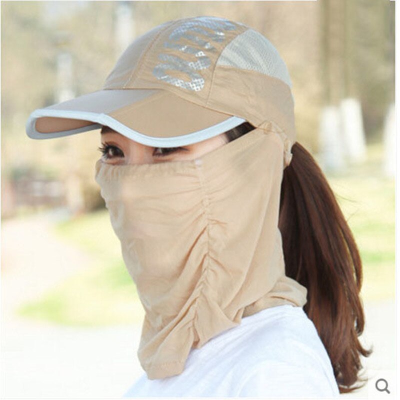 Mærke baseball cap kvinder udendørs baseball hat sommer mesh capsun hat uv beskyttelse solhat ansigt hals beskytte: Khaki
