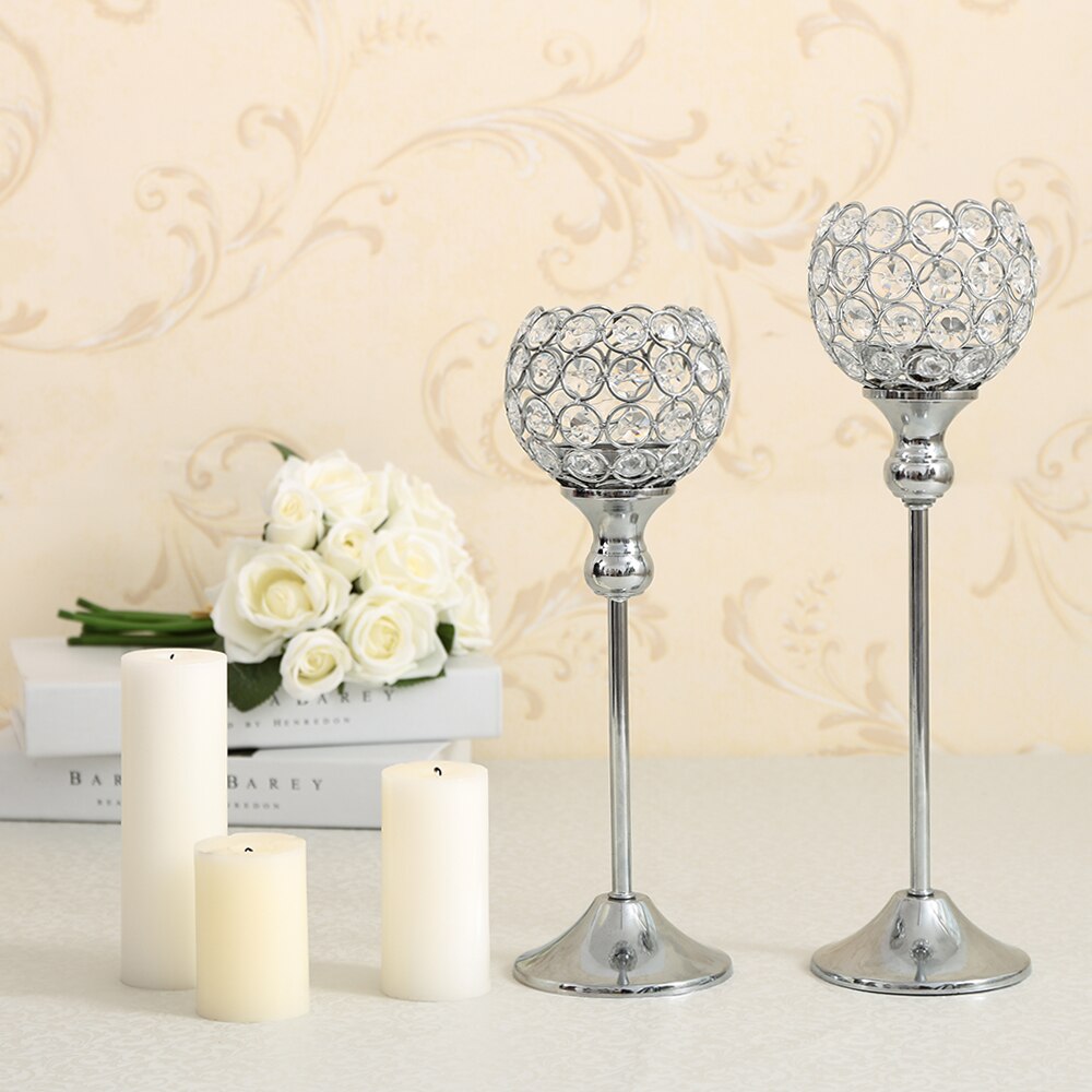 Crystal Tealight Candle Holders Coffee Dining Table Centerpieces Metal Candlesticks Stand Wedding Christmas Halloween Decoration