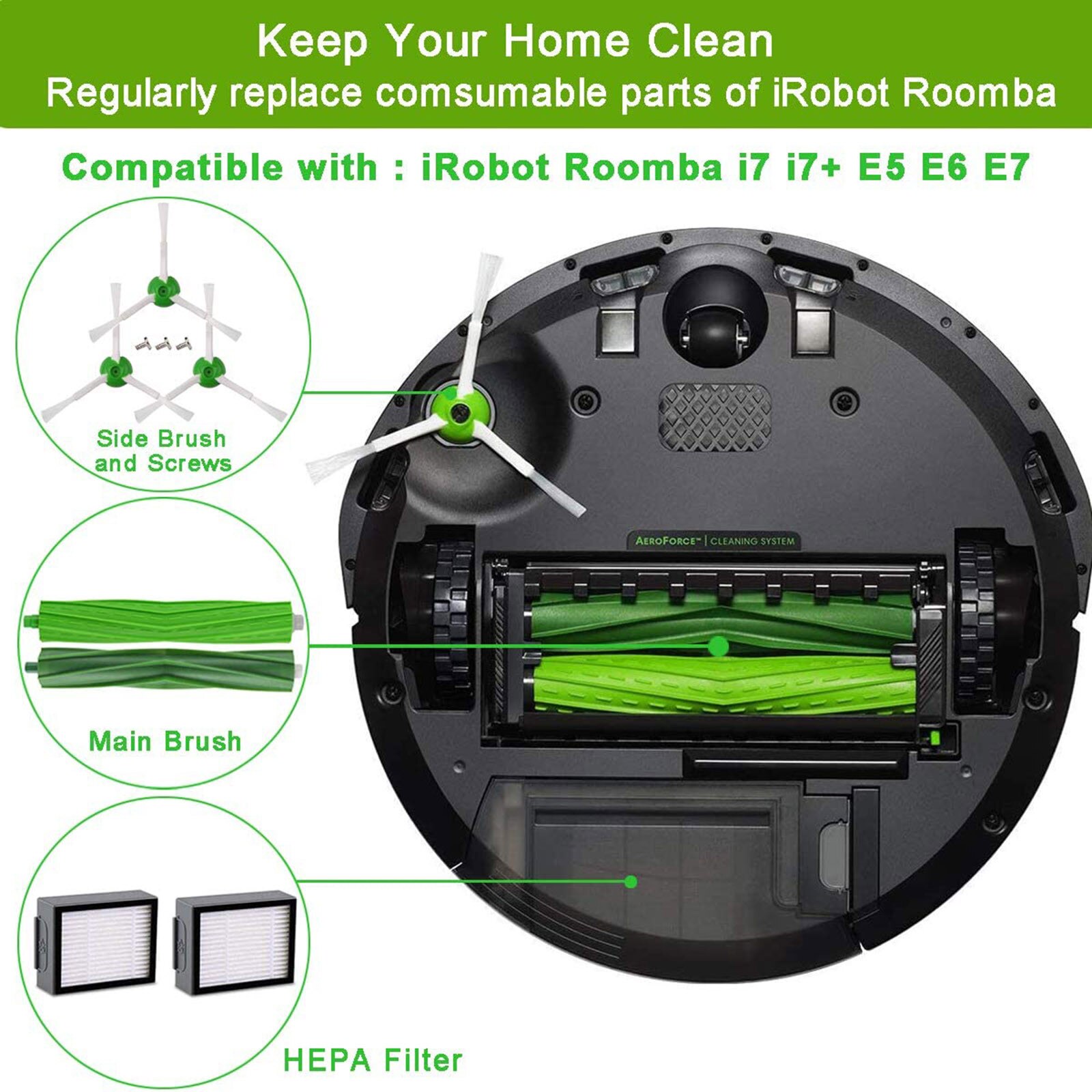 Voor Irobot Roomba I7 E5 E6 Serie Robot Vervanging Kitvacuum Schoner Vervanging Onderdelen Borstel Roll Filters Borstel