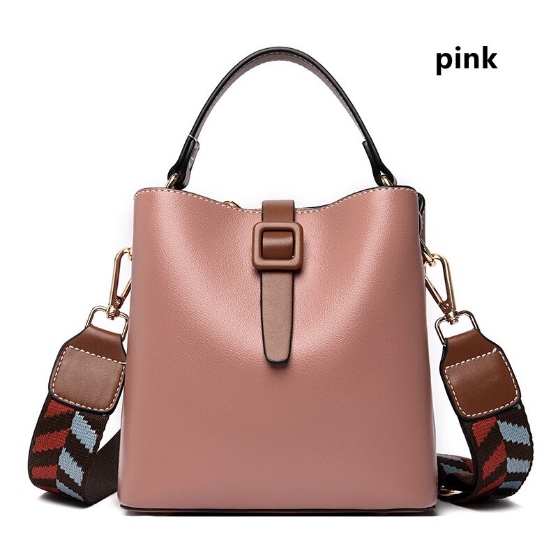 Bolso de hombro de de banda ancha para mujer, bandolera de alta capacidad, de viaje, de cuero Pu,: pink