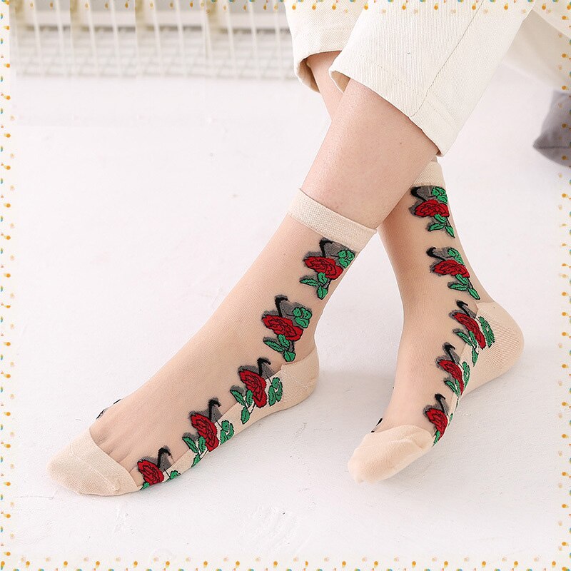 Lace Ruffle Soft Comfy Sheer Silk Socks Elastic Mesh Knit Frill Trim Transparent Ankle Funny Sexy Fishnet Women Socks: 9